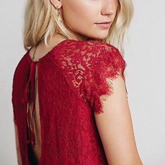 Free People Stardust Lace Mini Dress - Deep Red - Size XS - Picture 2 of 13